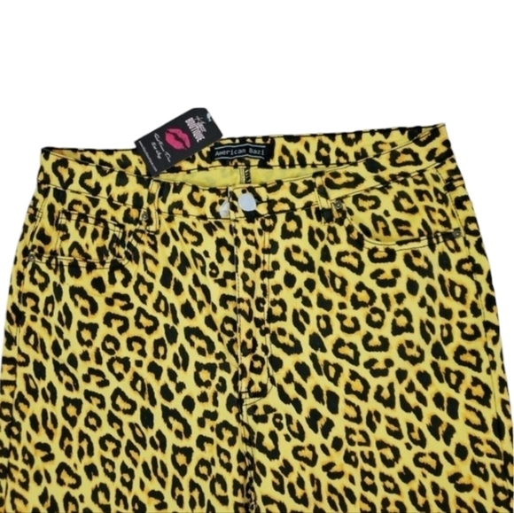 American Bazi ~Woman Plus Sz.3X~Yellow/Black Animal Print Pants Cotton Blend NWT - Picture 10 of 11